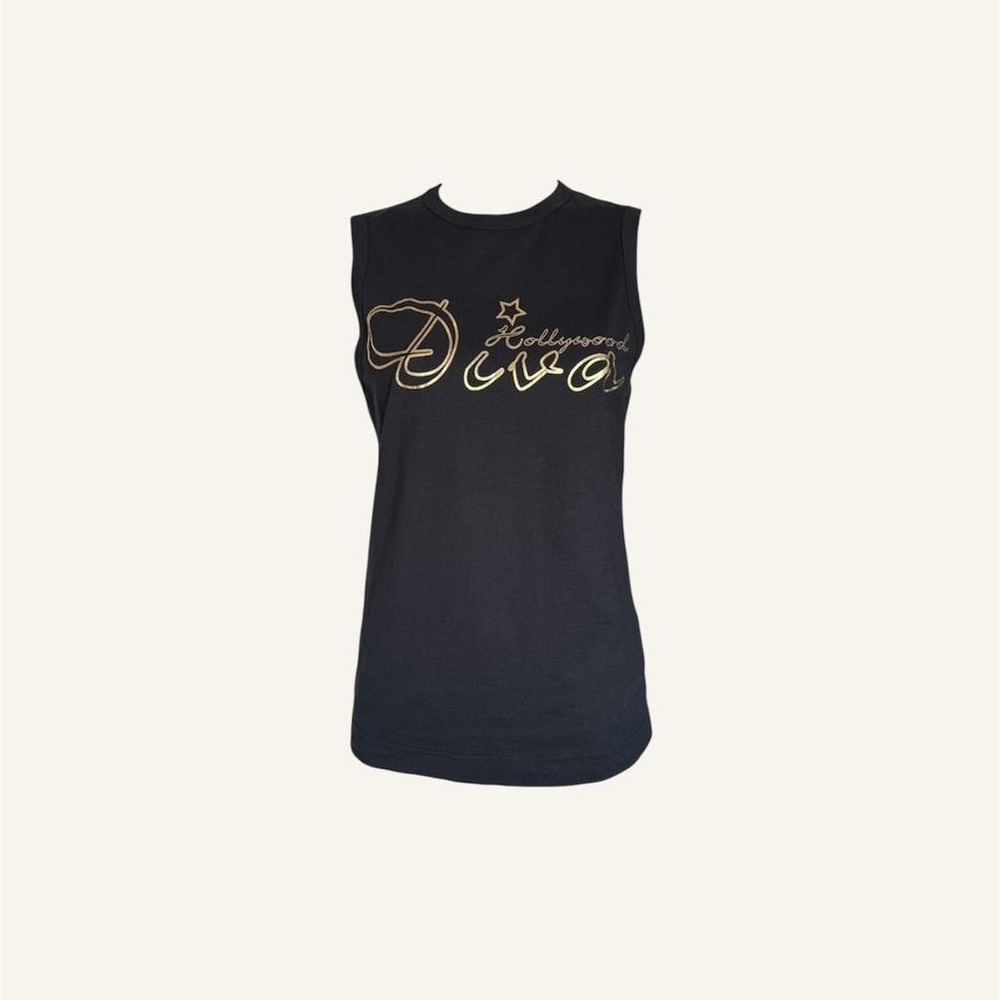 Dolce Gabbana Hollywood Diva black sleeveless graphic tank top vintage rare
